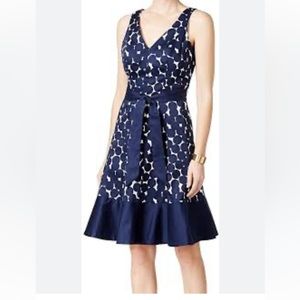 Nine West V-neck Polka Dot Navy and White
Swing Dress - Size 12